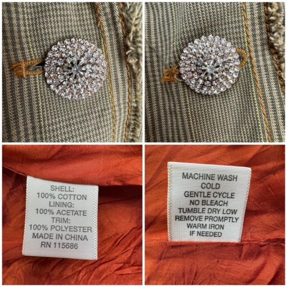 Vtg. Y2K Small‎ Johnny Was 3J Workshop Distressed Embroidered Houndstooth Blazer - Picture 5 of 9